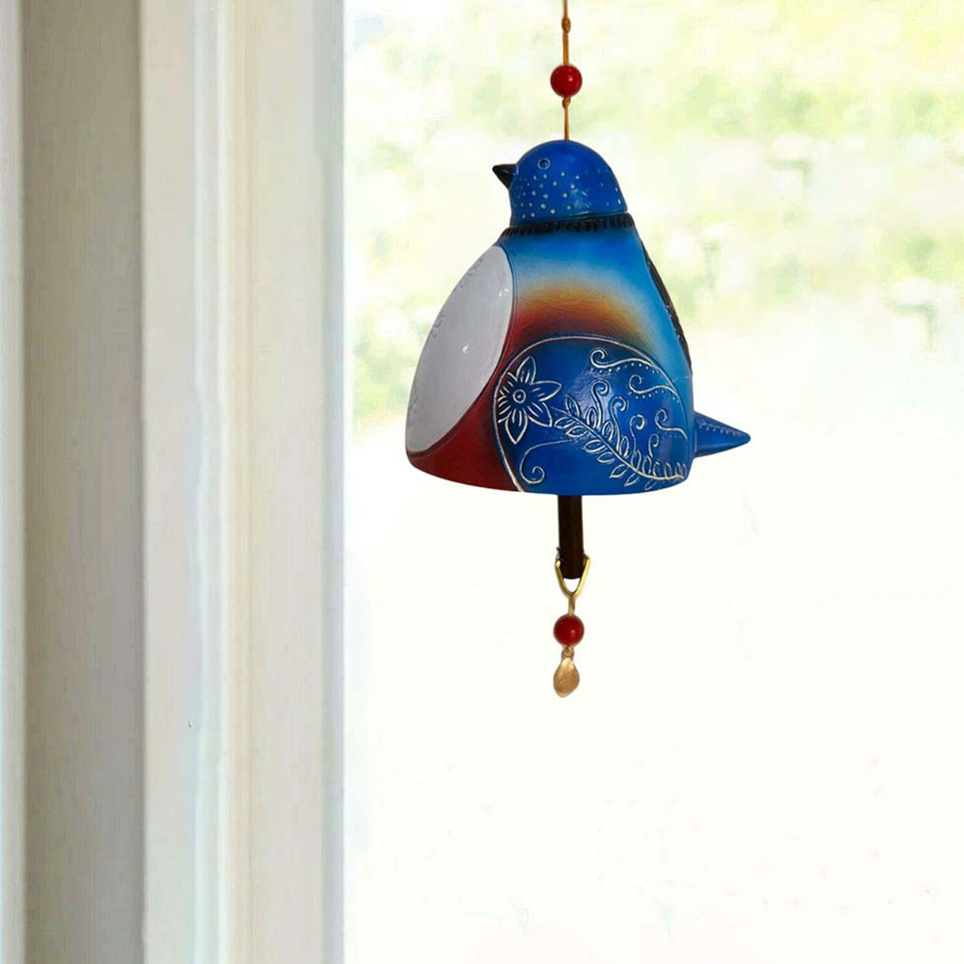 Hand-Painted Bird Clock Wind Chime Made of Resin for Garden and Balcony 6 Nature-Themed Designs with Cord Decoration | Sansoti