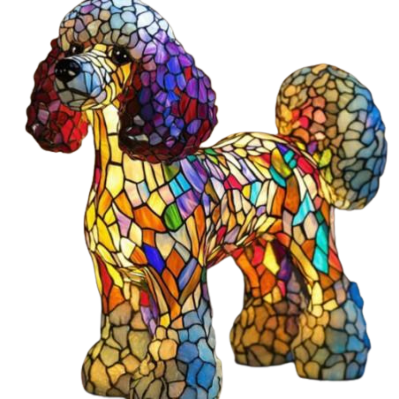 Handmade LED Table Lamp with Crystal Dog Figure for Garden & Terrace Lighting | Sansoti