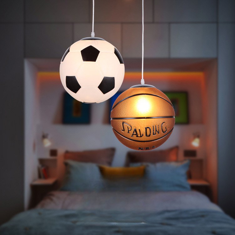Kinderkamer Plafondlamp Voetbal Basketbal LED 30cm Glas Design | Sansoti