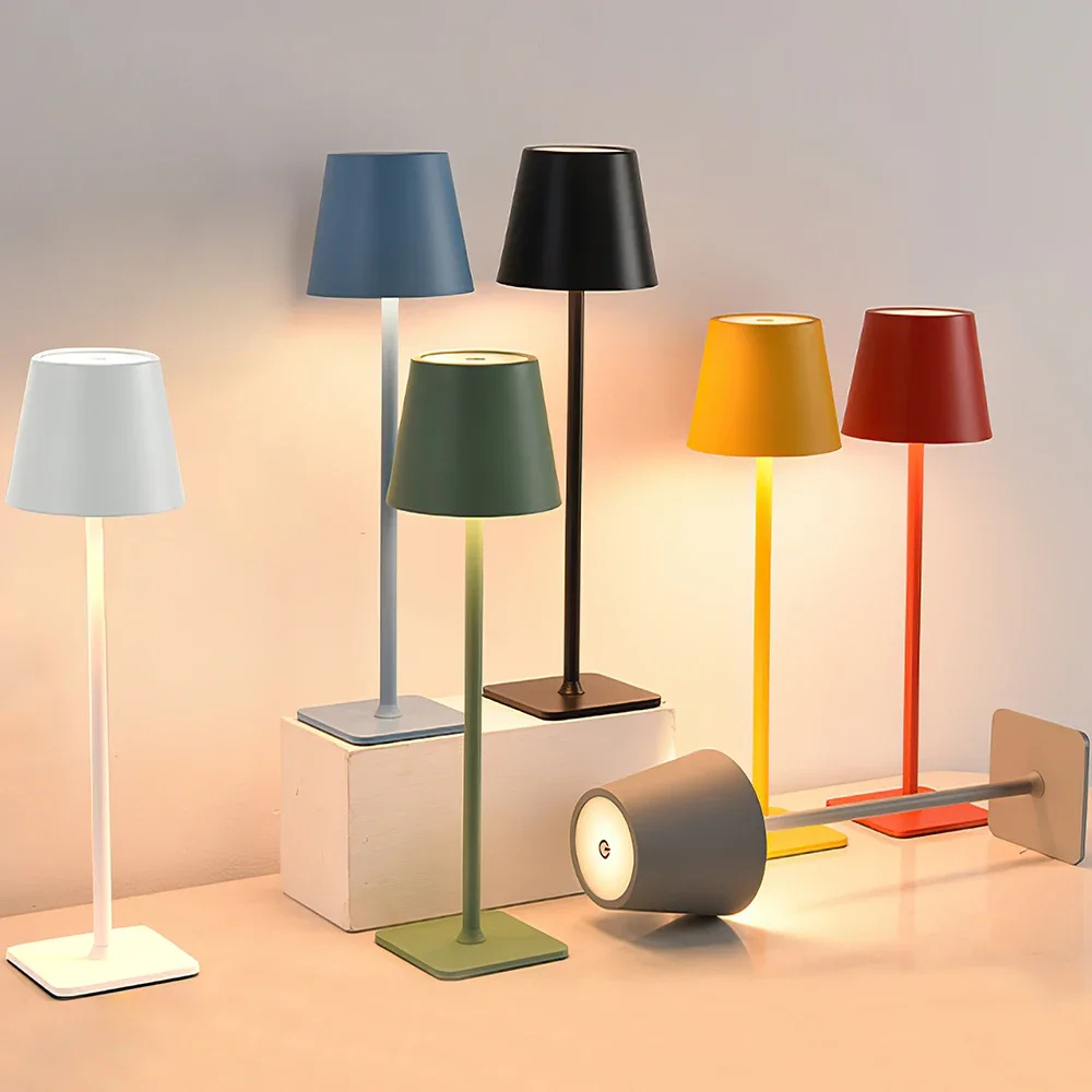 Wireless Table Lamp Dimmable Rechargeable 38cm Metal LED Touch Indoor Outdoor IP54 Waterproof Ambient Lighting | Sansoti