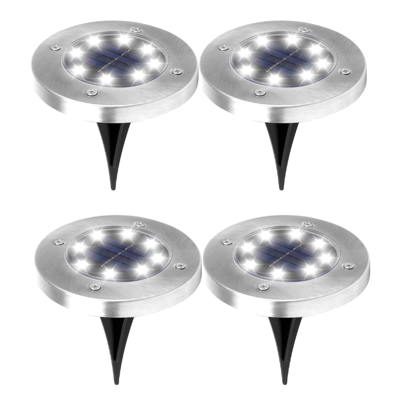 Set de 4 lampes solaires d'éclairage de jardin à LED, éclairage de chemin sans fil, automatique, résistantes aux intempéries, lampes d'extérieur pour jardin | Sansoti