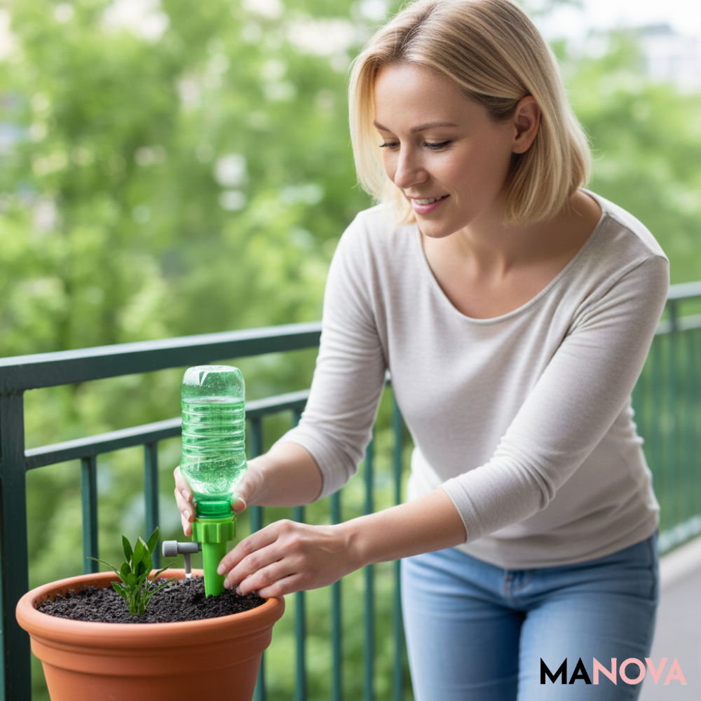 Automatisches Bewässerungssystem in Tropfenform aus Stein für Zimmer- und Gartenpflanzen, zur Selbstbewässerung im Urlaub | Sansoti