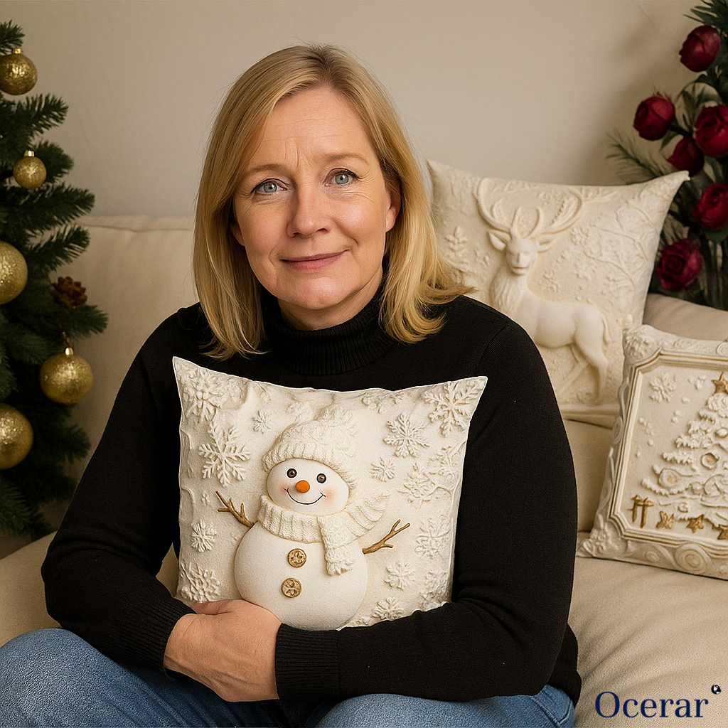 Feestelijke Kussenhoezen Set van 4 – Kerstmotieven met Gestructureerd Design voor Woonkamer & Slaapkamer | Zachte Polyester Sierkussens 45×45 cm voor Winter en Kerst | Sansoti