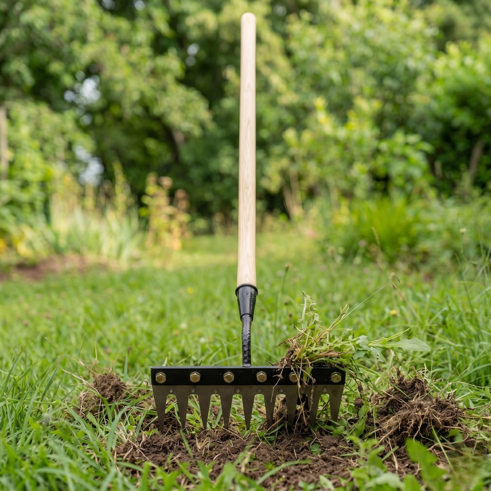 Garden rake for weed removal with robust steel construction | Sansoti