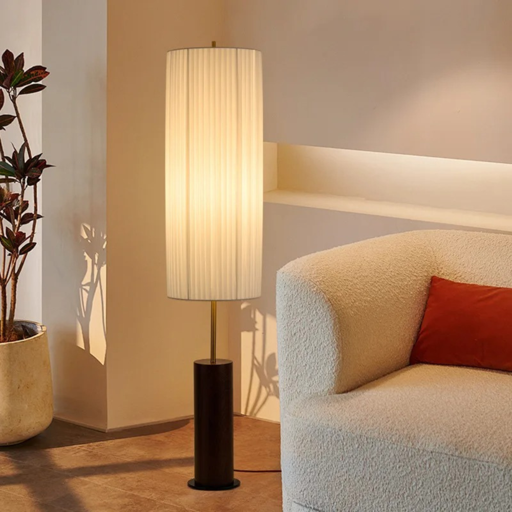 Floor Lamp Fabric Wood Iron 130cm LED E27 Dimmable for Living Room Bedroom Reading Nook and Office | Sansoti