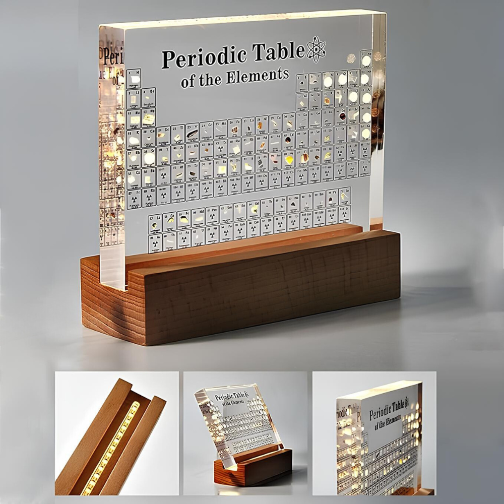 Illuminated Periodic Table 83 Real Elements Acrylic Wood Display Chemistry Decoration Educational Gift | Sansoti
