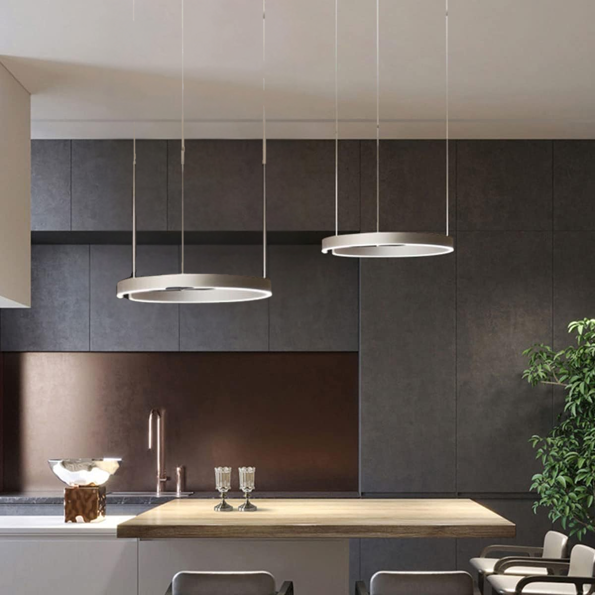 Runde LED-Hängeleuchte Verschiedene Größen Esstisch Wohnzimmer Design Ringlampe Modern | Restfield