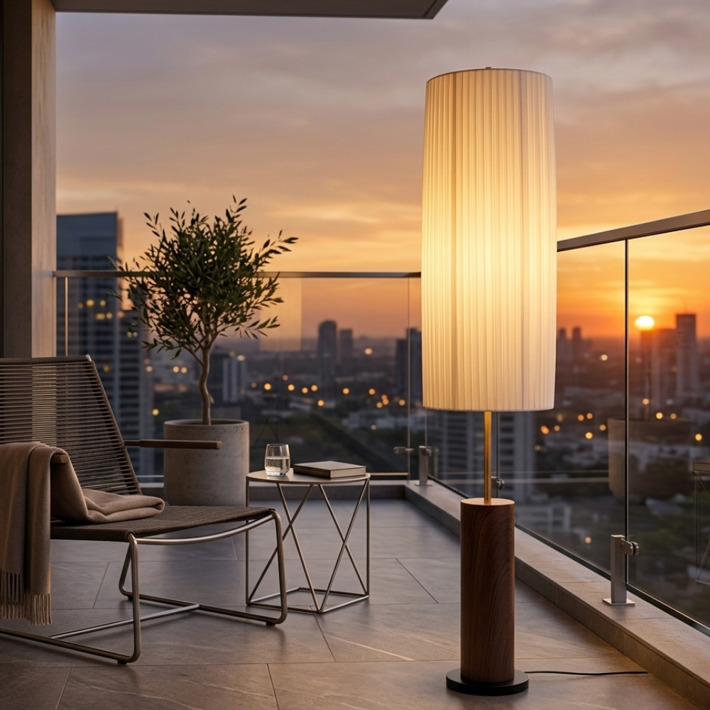 Floor Lamp Fabric Wood Iron 130cm LED E27 Dimmable for Living Room Bedroom Reading Nook and Office | Sansoti