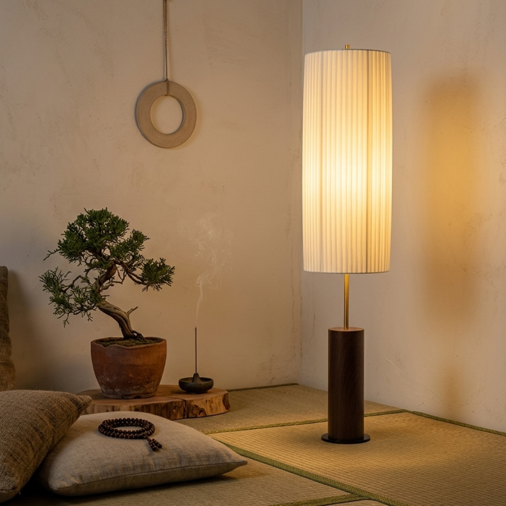 Floor Lamp Fabric Wood Iron 130cm LED E27 Dimmable for Living Room Bedroom Reading Nook and Office | Sansoti