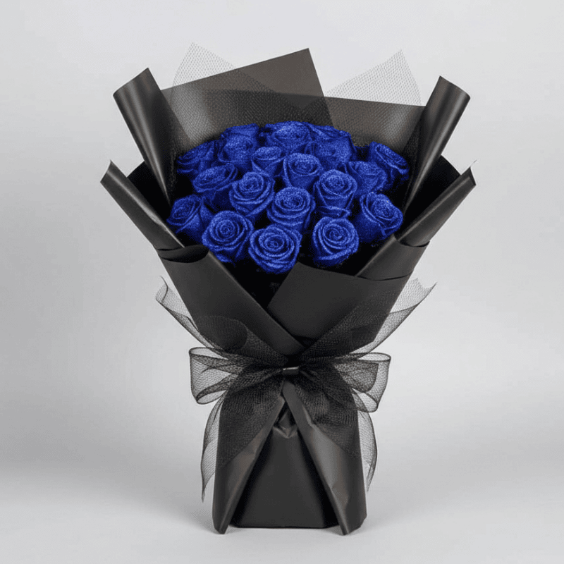 Geconserveerde Roos in Acryl Stolp 25cm Eeuwige Bloem Romantische Woondecoratie Cadeau Rood Blauw Design | Sansoti
