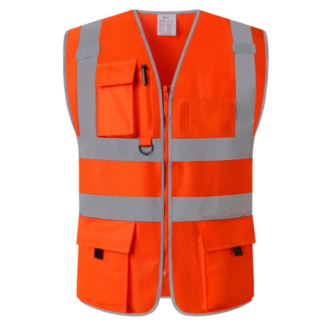 Veiligheidsvest Reflecterend voor Werk en Bouw met Hoge Zichtbaarheid Fluor Strips Veiligheidskleding | Sansoti