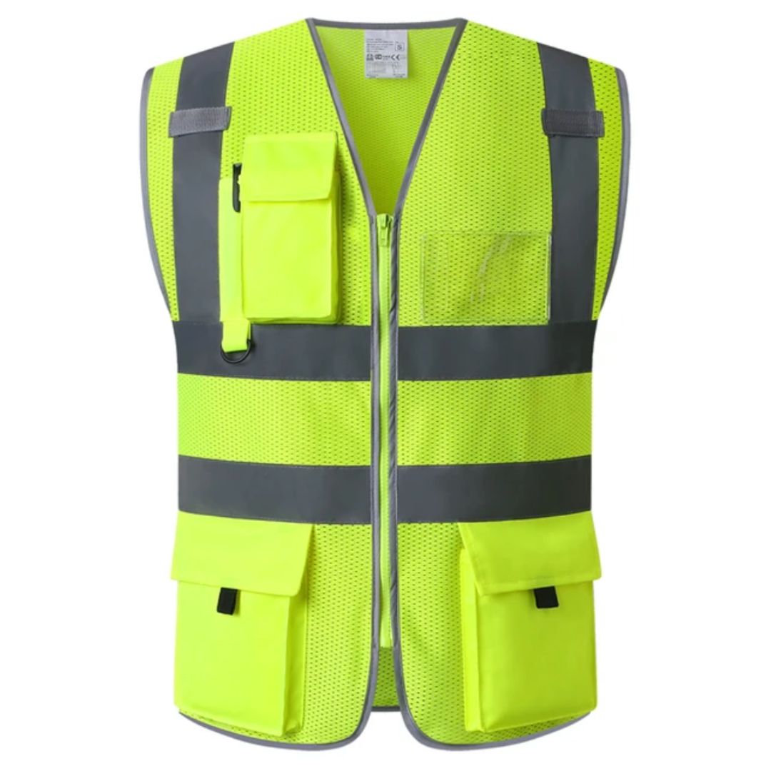 Veiligheidsvest Reflecterend voor Werk en Bouw met Hoge Zichtbaarheid Fluor Strips Veiligheidskleding | Sansoti