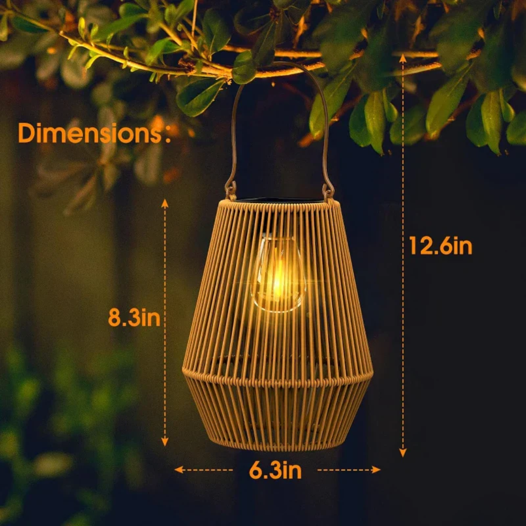 Handgevlochten Zonne-energie Tuinlantaarn met LED-verlichting Weerbestendig voor Terras en Tuin | Sansoti