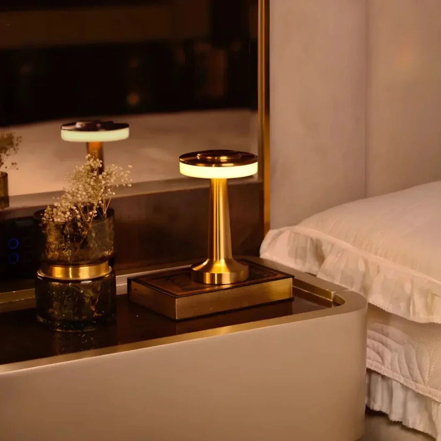 Tafellamp Draadloos Oplaadbaar Dimbaar Metaal LED 3 Lichtkleuren USB-C Goud Zilver Zwart Retro Restaurant Bar Nachtkastje Sfeerlamp Draagbaar | Sansoti
