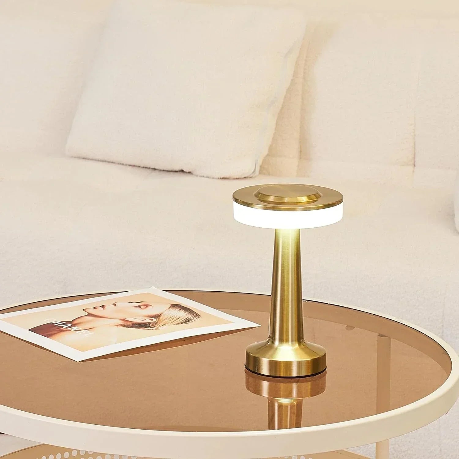 Tafellamp Draadloos Oplaadbaar Dimbaar Metaal LED 3 Lichtkleuren USB-C Goud Zilver Zwart Retro Restaurant Bar Nachtkastje Sfeerlamp Draagbaar | Sansoti