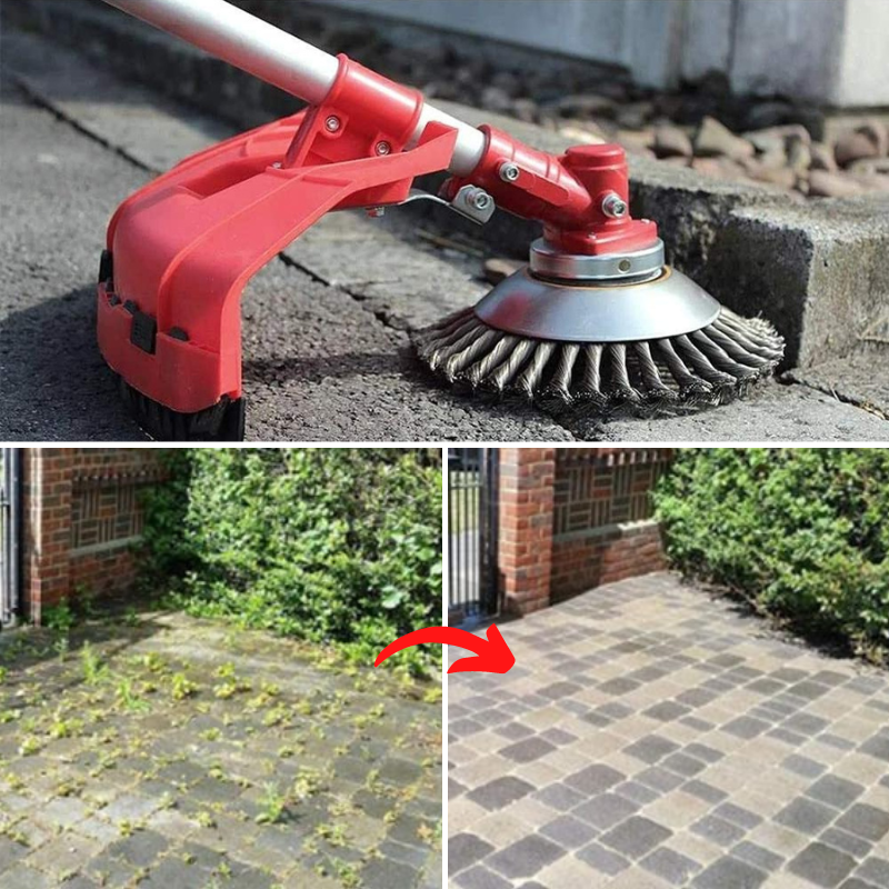Stahl-Drahtbürstenkopf mit 360°-Rotation für Trimmer, 15 cm, universell einsetzbar zur Unkrautentfernung, Gartengerät für Rasen und Garten | Sansoti