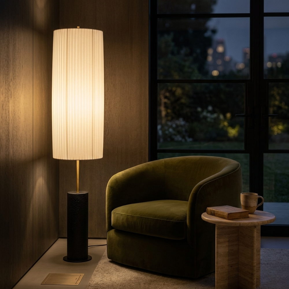 Floor Lamp Fabric Wood Iron 130cm LED E27 Dimmable for Living Room Bedroom Reading Nook and Office | Sansoti