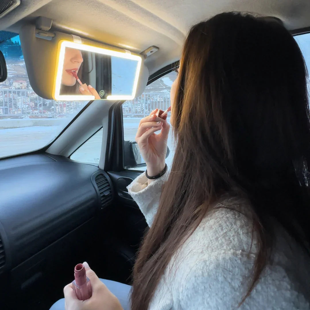Verlichte Make-upspiegel voor Auto — 3 Lichtinstellingen LED Cosmeticaspiegel met Clip — Oplaadbaar Reisspiegel voor Zonwering en Thuisgebruik | Sansoti