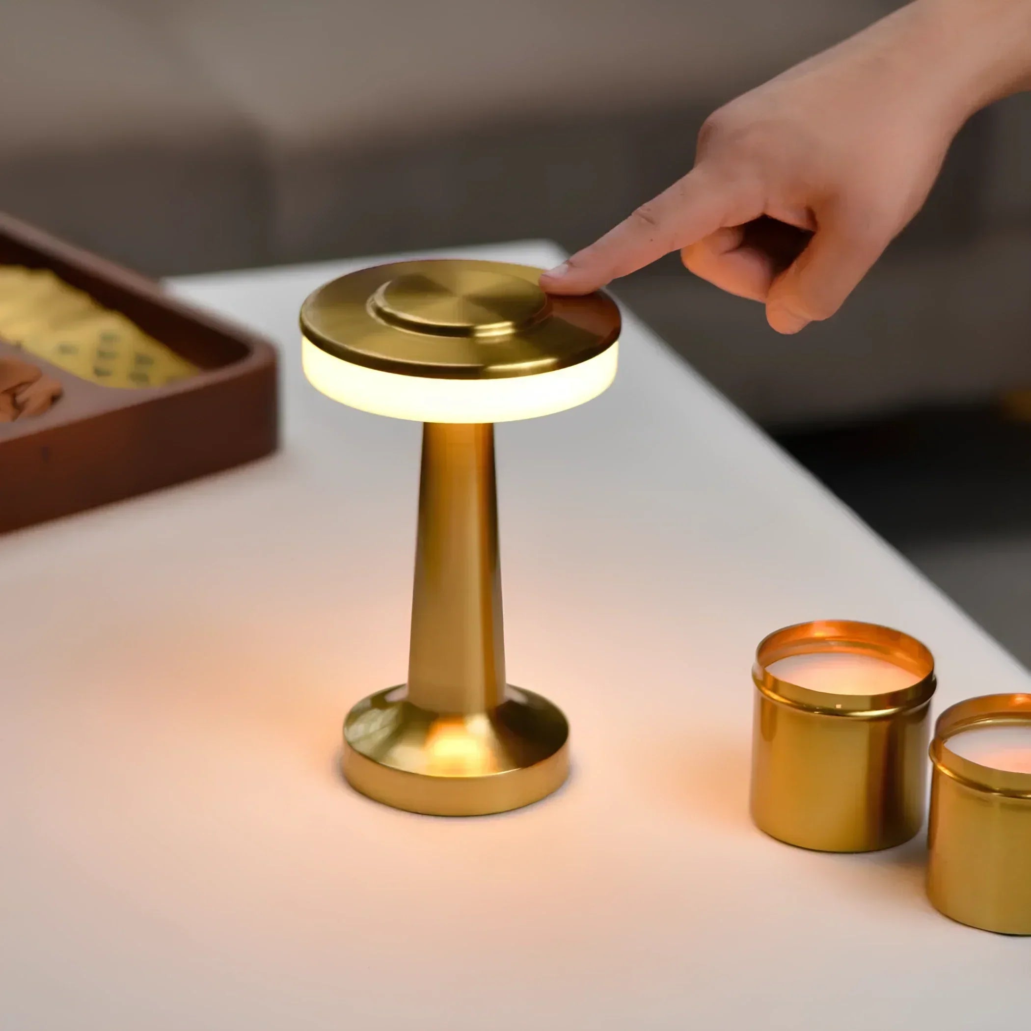 Tafellamp Draadloos Oplaadbaar Dimbaar Metaal LED 3 Lichtkleuren USB-C Goud Zilver Zwart Retro Restaurant Bar Nachtkastje Sfeerlamp Draagbaar | Sansoti