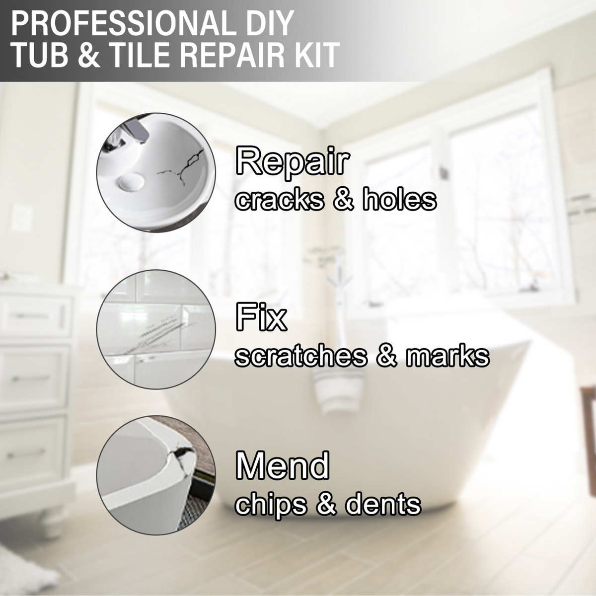 Kit de réparation en céramique pour carrelage et sanitaires, pâte de réparation blanche, étanche et durable, bicomposant | Sansoti