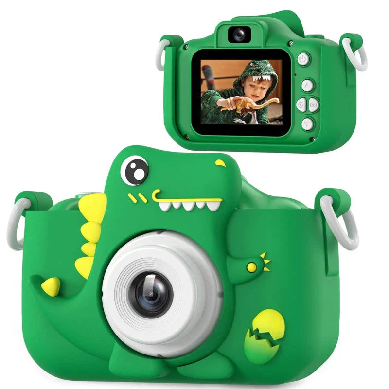 Kindercamera met Dinosaurusdesign – Fototoestel voor Jonge Ontdekkers met HD-Opname & Speelse Dino-Stickers | Sansoti