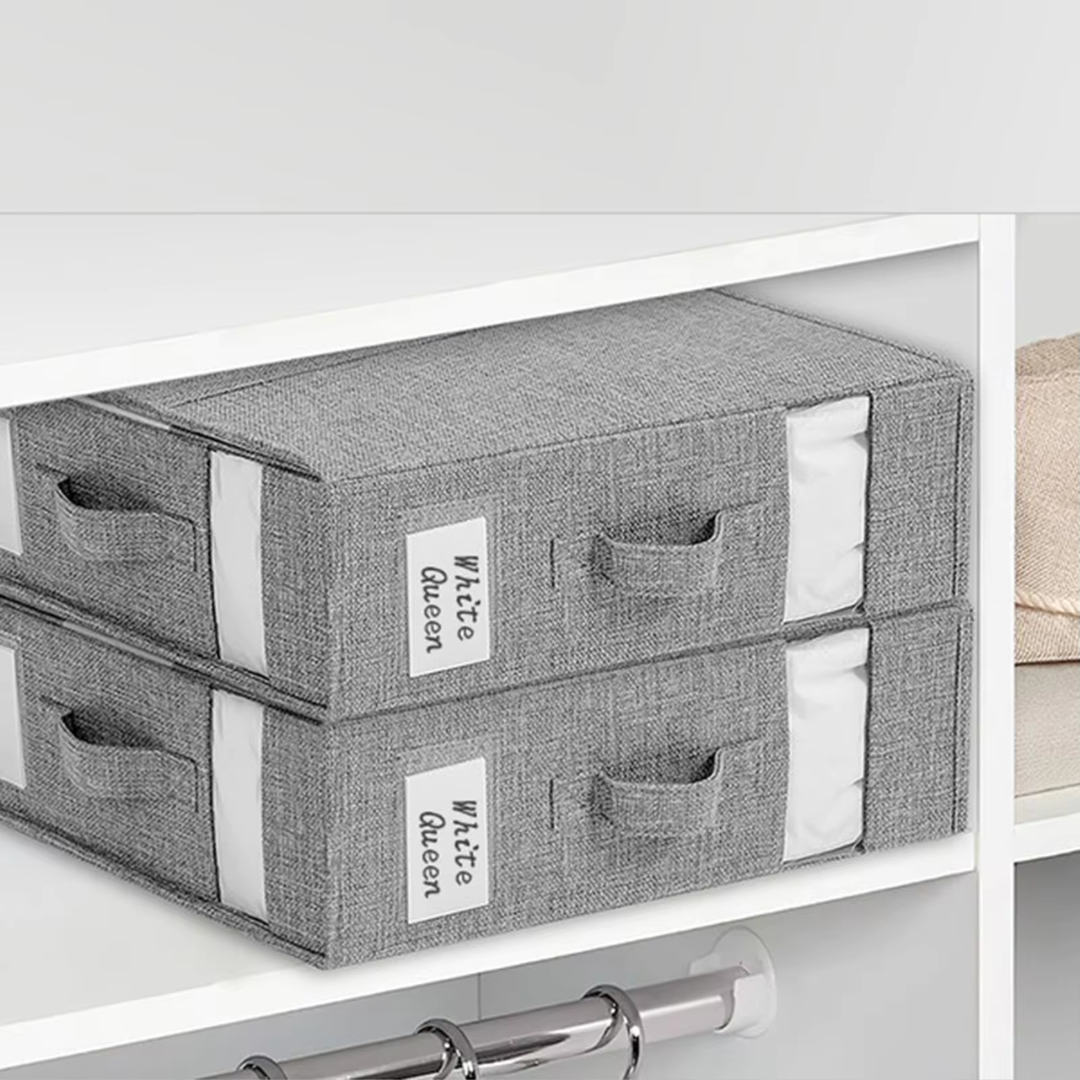 Opbergtas voor Beddengoed - Georganiseerde Opslag voor Lakens, Dekbedden en Kussens - Transparant Kijkvenster 38×11.5×32cm | Sansoti