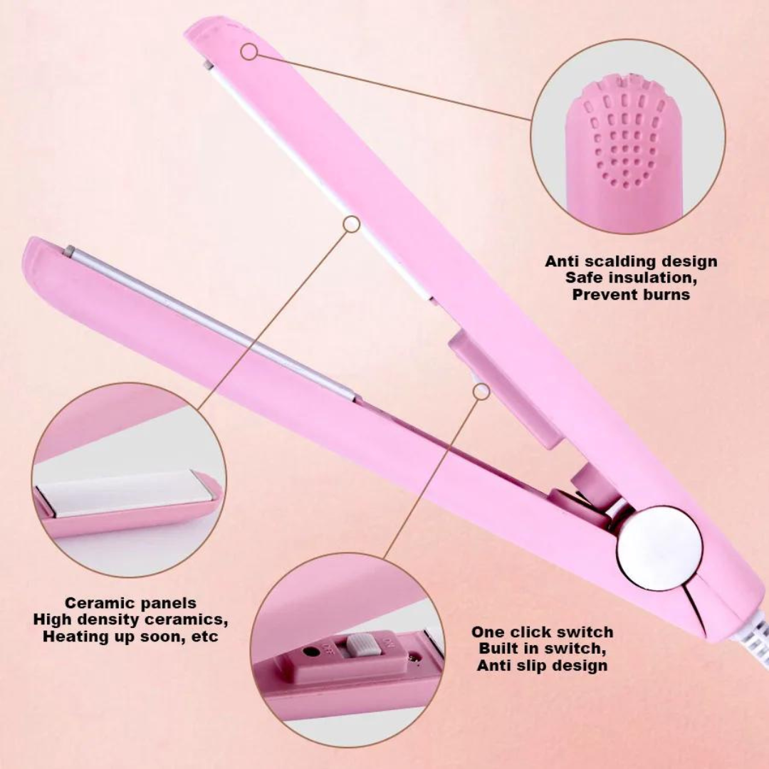 Compact Keramisch Haarstyler voor Krullen en Glad Haar met 3D-Platen Roze Paars Blauw Wit Groen Geel Snel Opwarmen 45 Seconden Instelbare Temperatuur Reisstyler | Sansoti