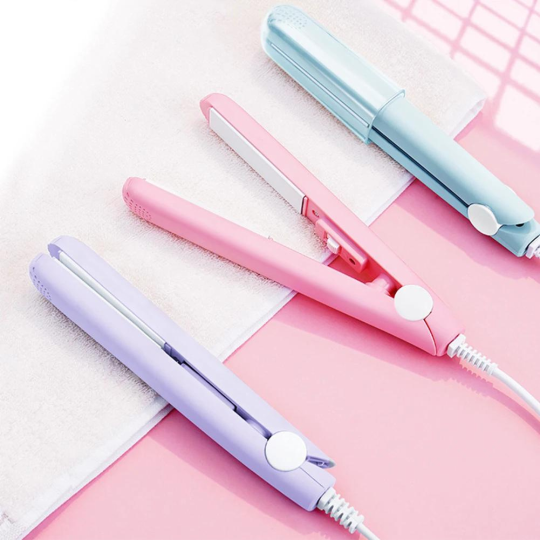 Compact Keramisch Haarstyler voor Krullen en Glad Haar met 3D-Platen Roze Paars Blauw Wit Groen Geel Snel Opwarmen 45 Seconden Instelbare Temperatuur Reisstyler | Sansoti