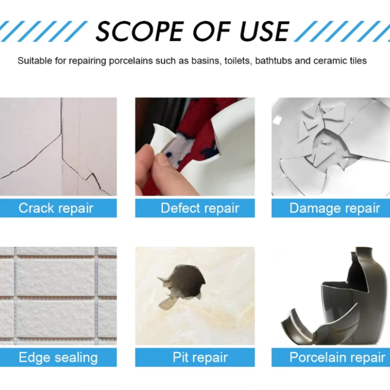 Kit de réparation en céramique pour carrelage et sanitaires, pâte de réparation blanche, étanche et durable, bicomposant | Sansoti