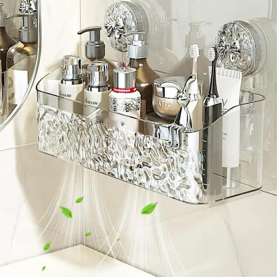 Opbergmand met Zuignappen – Badkamer Organizer Zonder Boren voor Douche en Keuken | Sansoti