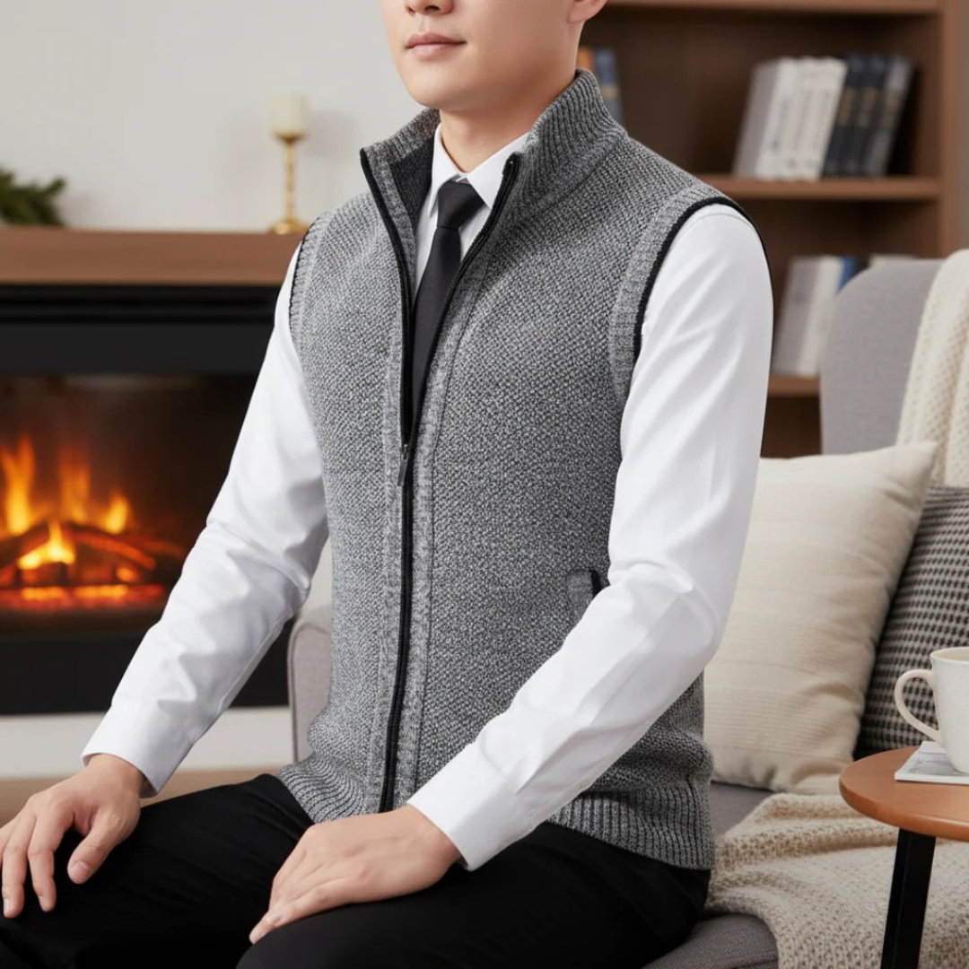 Gilet isolant sans manches pour homme avec fermeture éclair, chaud pour l'hiver, l'automne et le printemps, superposition, décontracté et outdoor | Sansoti