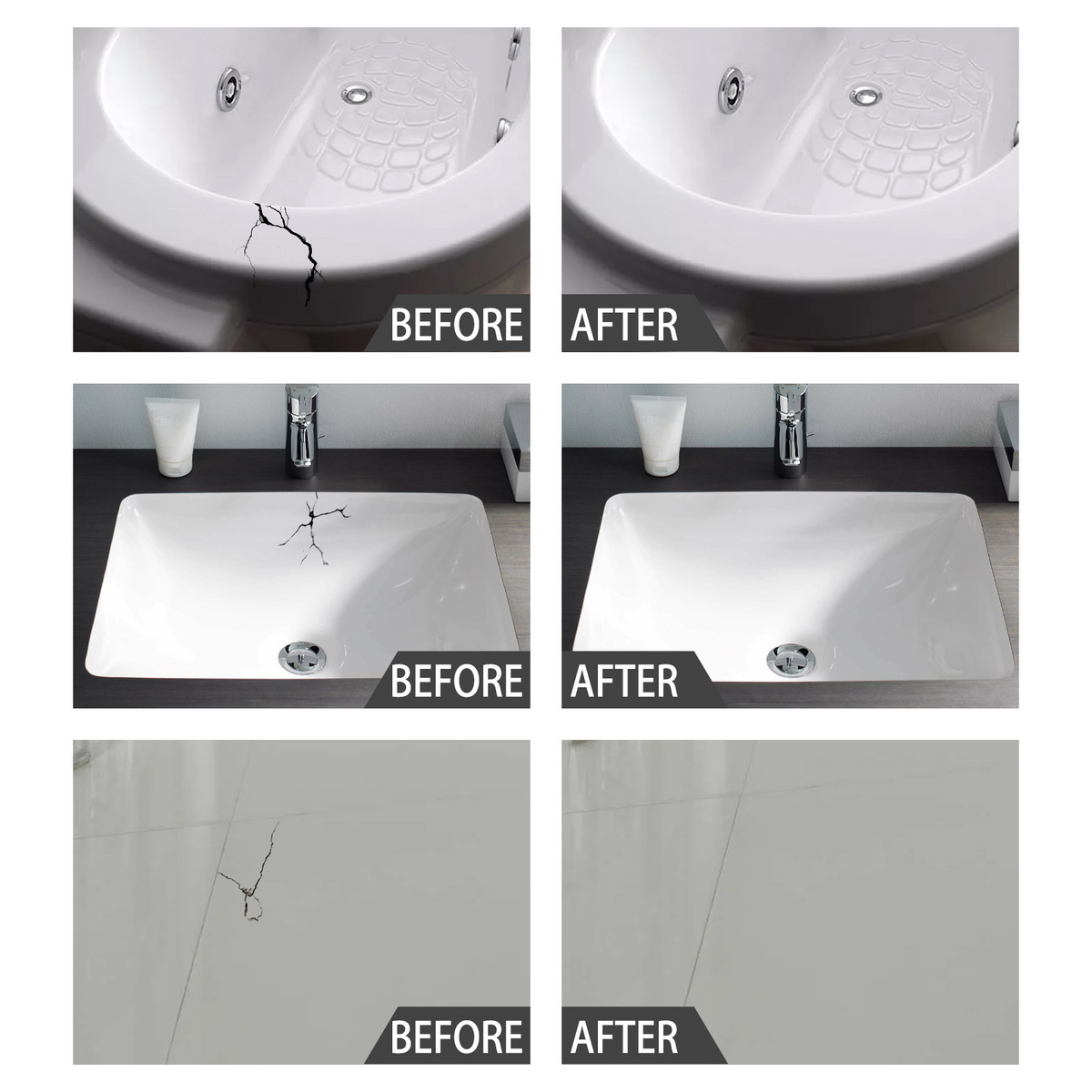 Kit de réparation en céramique pour carrelage et sanitaires, pâte de réparation blanche, étanche et durable, bicomposant | Sansoti