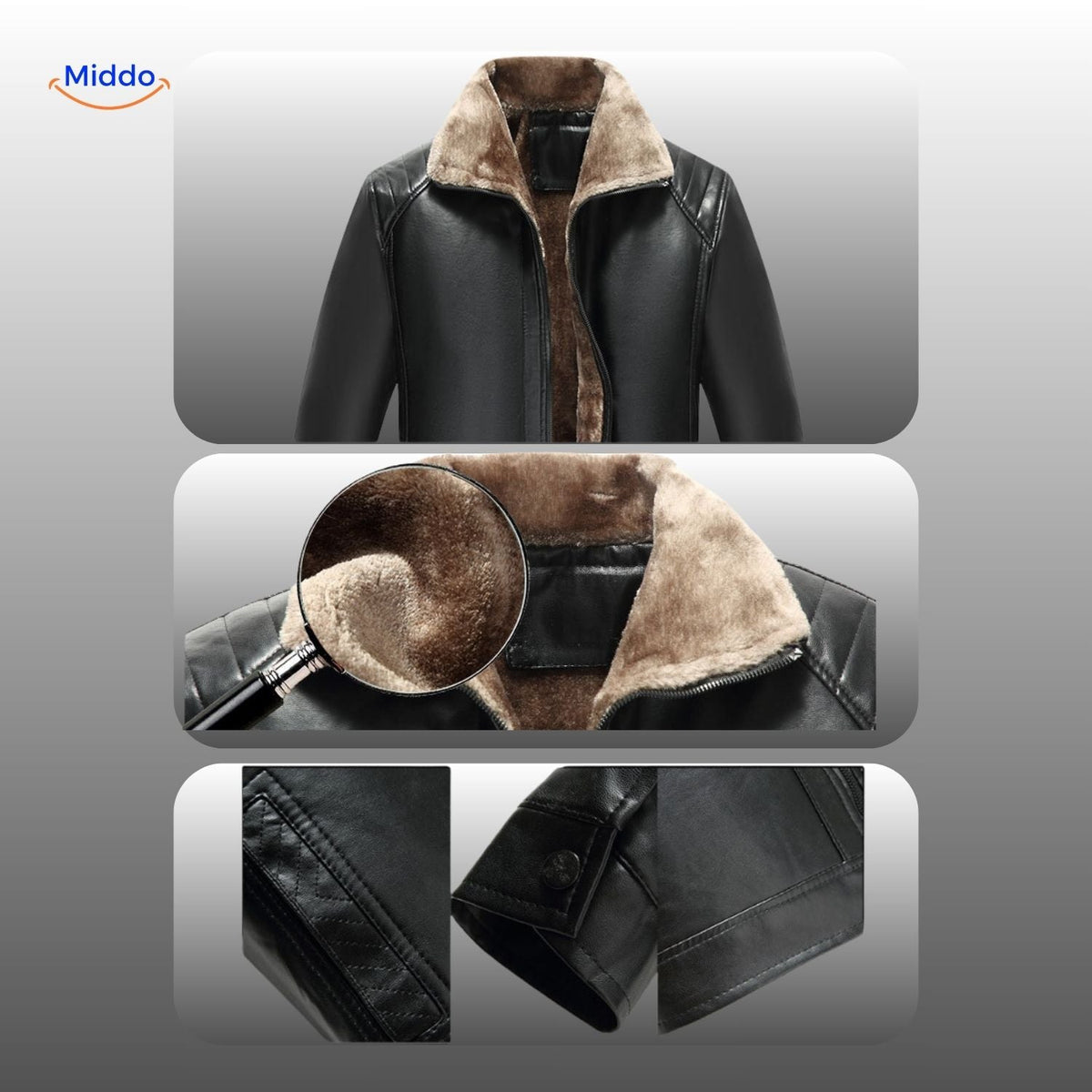 Lederjacke mit Kunstfellfutter, hochwertiges Leder, warme Winterjacke in Schwarz und Braun für Herren und Damen, stilvolle Wintermode | Sansoti