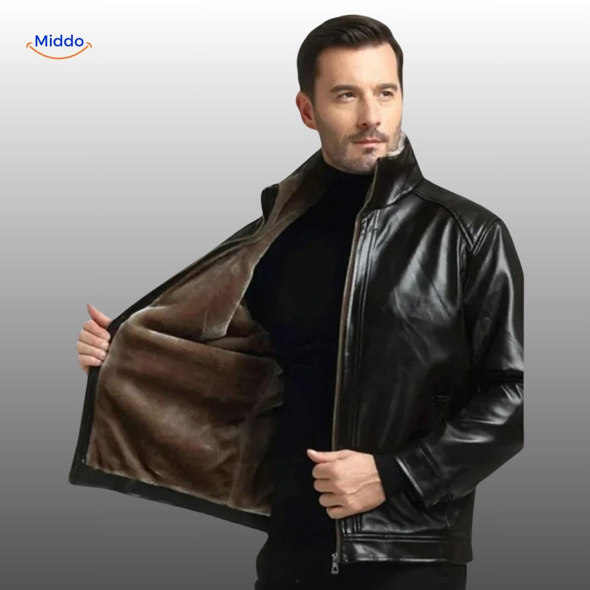 Lederjacke mit Kunstfellfutter, hochwertiges Leder, warme Winterjacke in Schwarz und Braun für Herren und Damen, stilvolle Wintermode | Sansoti