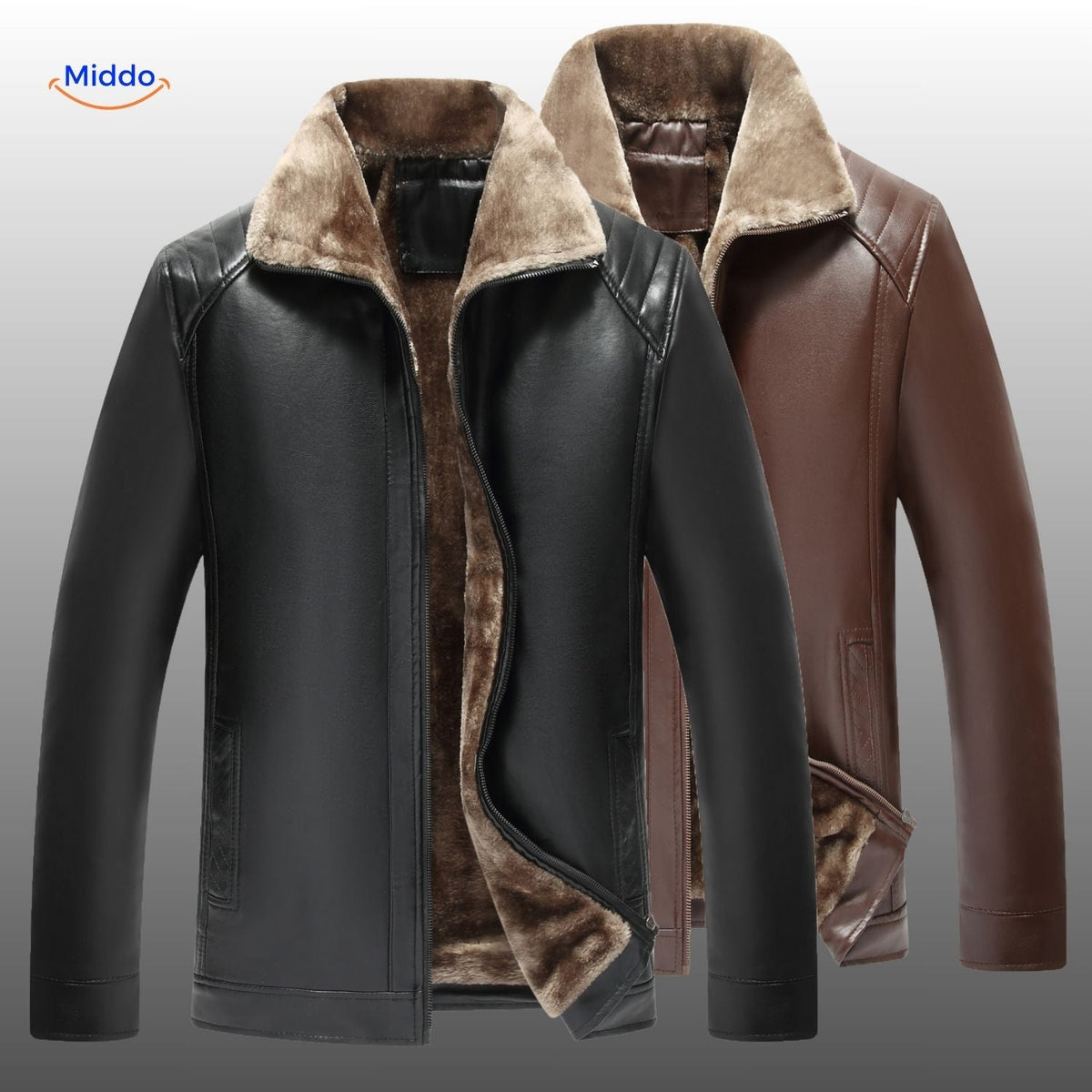 Lederjacke mit Kunstfellfutter, hochwertiges Leder, warme Winterjacke in Schwarz und Braun für Herren und Damen, stilvolle Wintermode | Sansoti