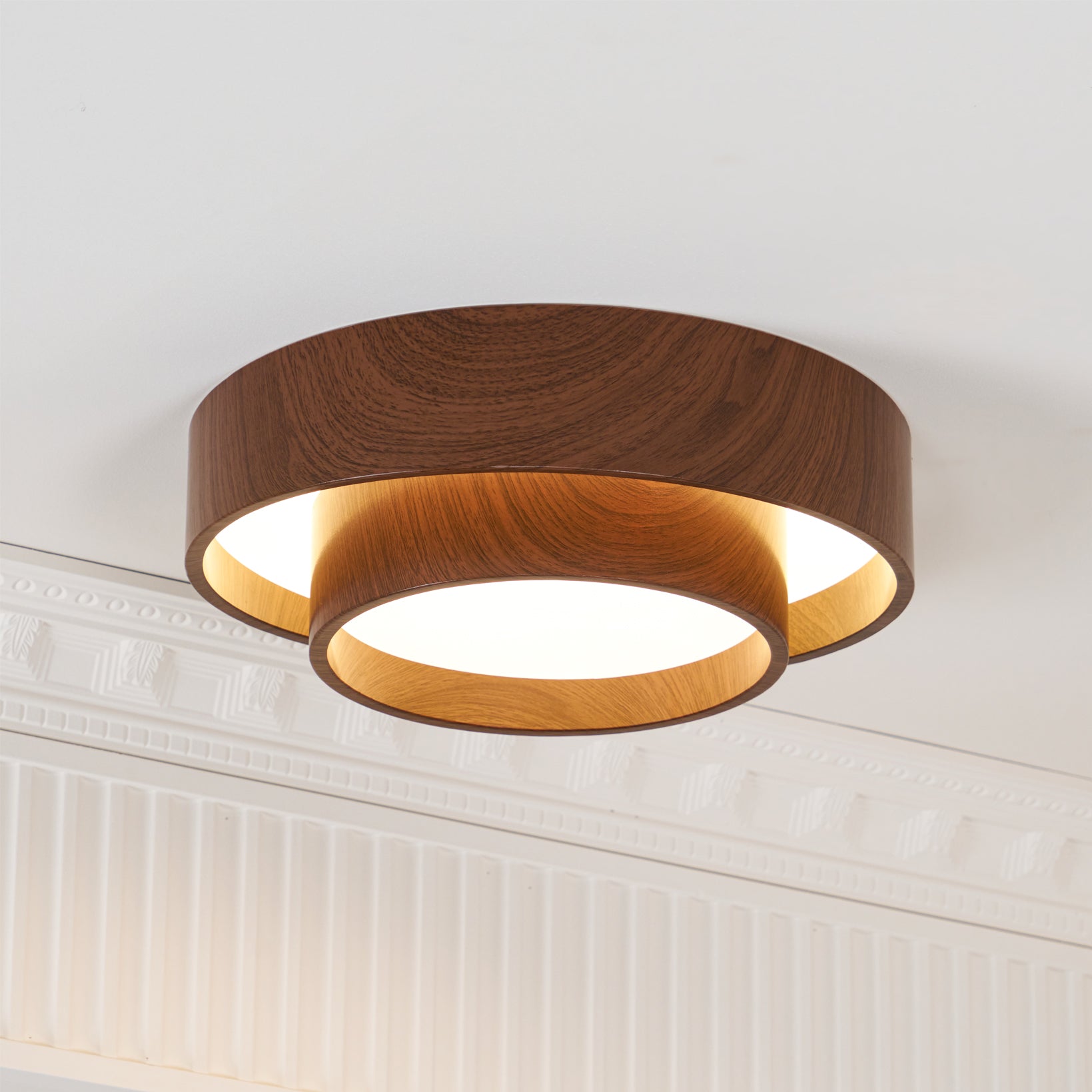 Plafondlamp Walnootlook LED Rond 40cm 50cm Modern Design | Sansoti