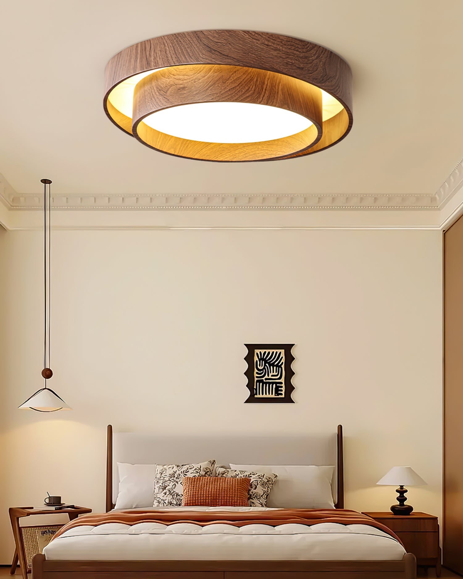 Plafondlamp Walnootlook LED Rond 40cm 50cm Modern Design | Sansoti