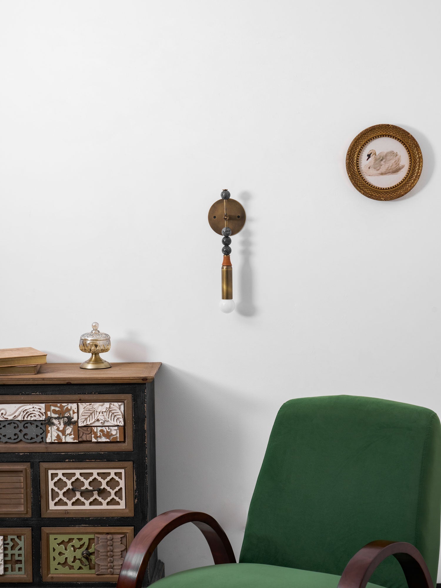Toam Wandlamp Marmer Messing – Persepolis Geïnspireerd Design met Antique Brass Afwerking 18.9 en 27.6 inch | Sansoti