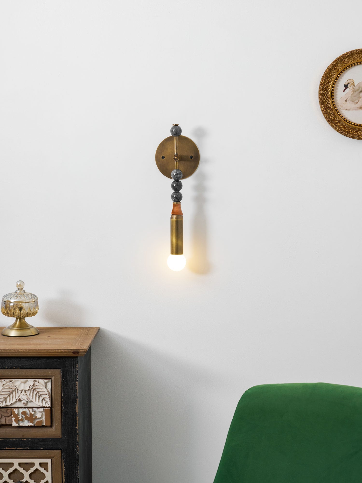 Toam Wandlamp Marmer Messing – Persepolis Geïnspireerd Design met Antique Brass Afwerking 18.9 en 27.6 inch | Sansoti