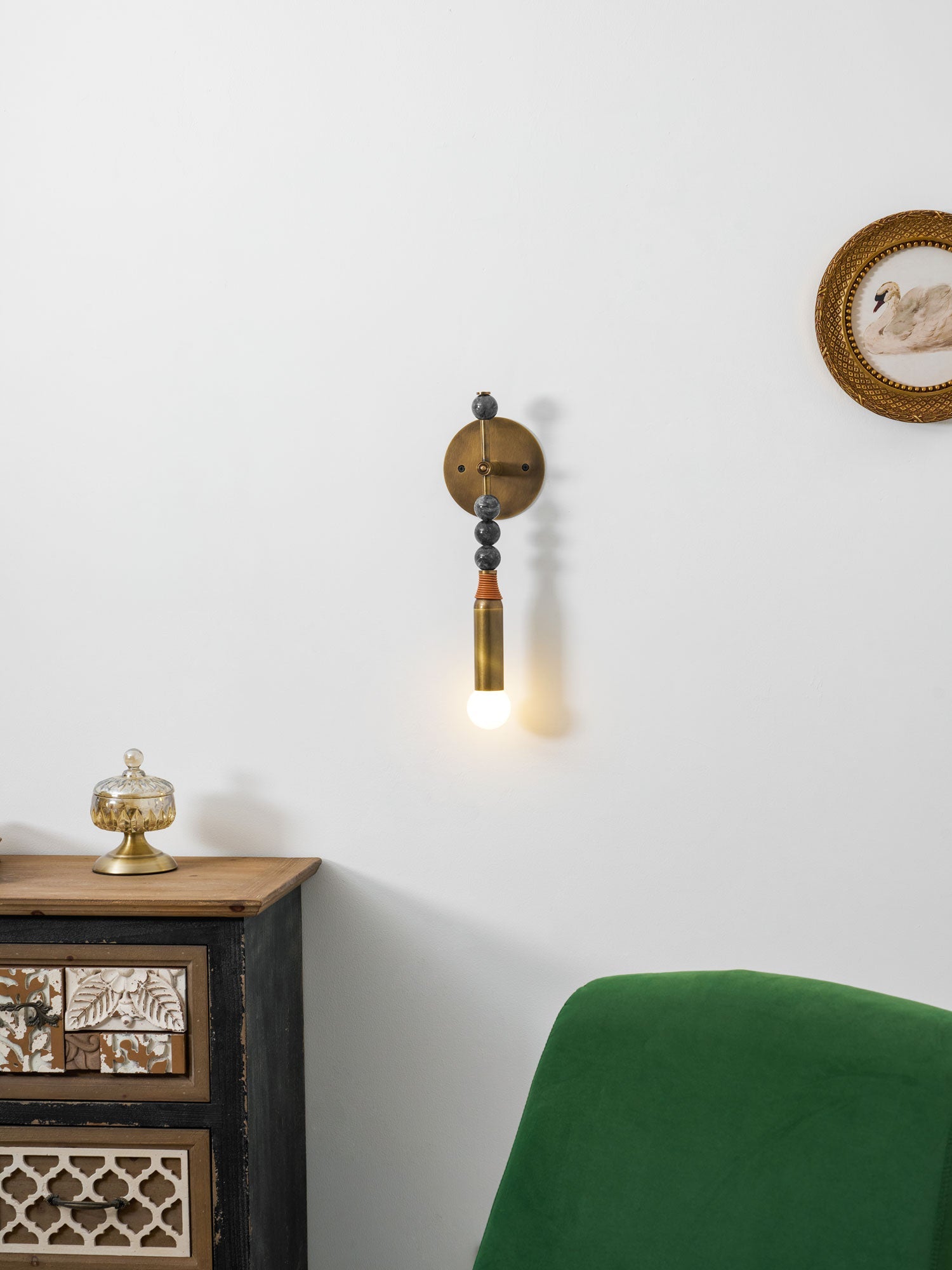 Toam Wandlamp Marmer Messing – Persepolis Geïnspireerd Design met Antique Brass Afwerking 18.9 en 27.6 inch | Sansoti