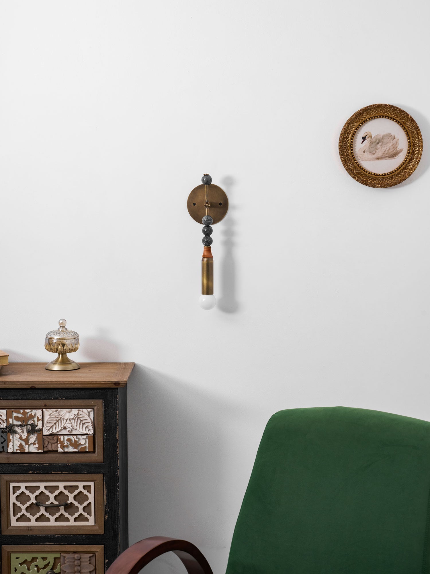 Toam Wandlamp Marmer Messing – Persepolis Geïnspireerd Design met Antique Brass Afwerking 18.9 en 27.6 inch | Sansoti