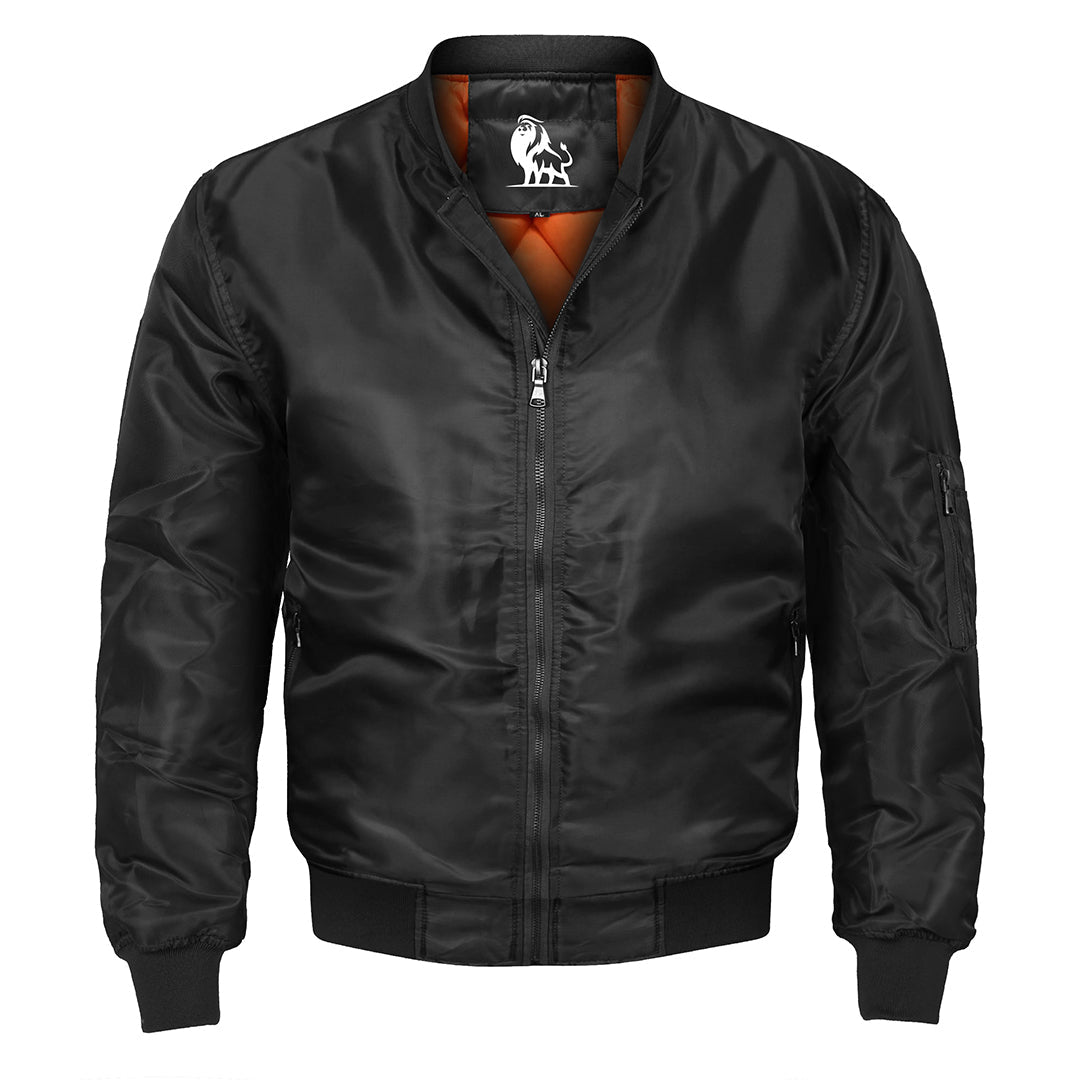 Blouson bomber en polyester déperlant noir, style streetwear, pour l’automne et l’hiver, design robuste, confortable, tenue décontractée | Sansoti