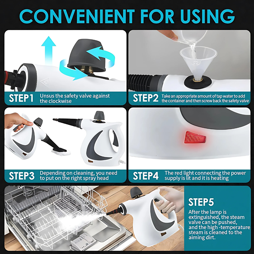 Steam Cleaner Complete 900-1050W Multifunctional Hygienic Deep Cleaning for All Surfaces at Home | Sansoti