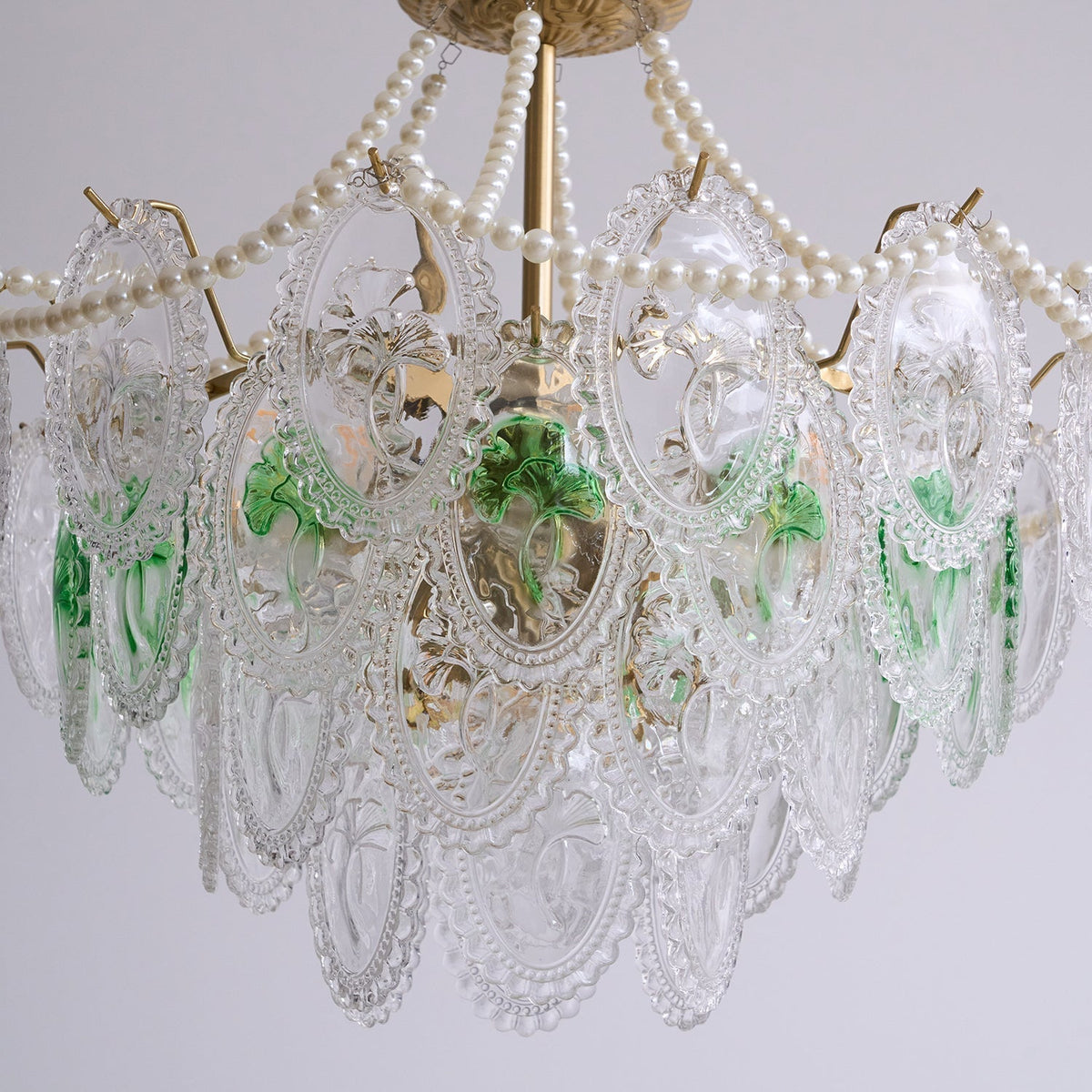 Lustre Perles en verre Métal doré Design à plusieurs niveaux Douille E14 Suspension Salon Salle à manger | Sansoti