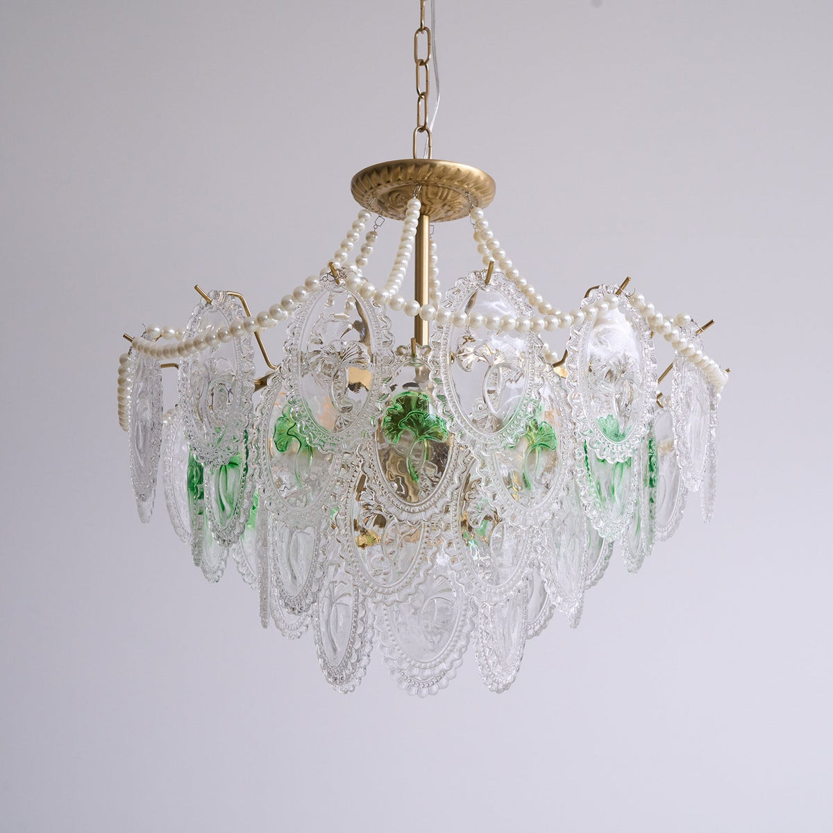 Lustre Perles en verre Métal doré Design à plusieurs niveaux Douille E14 Suspension Salon Salle à manger | Sansoti