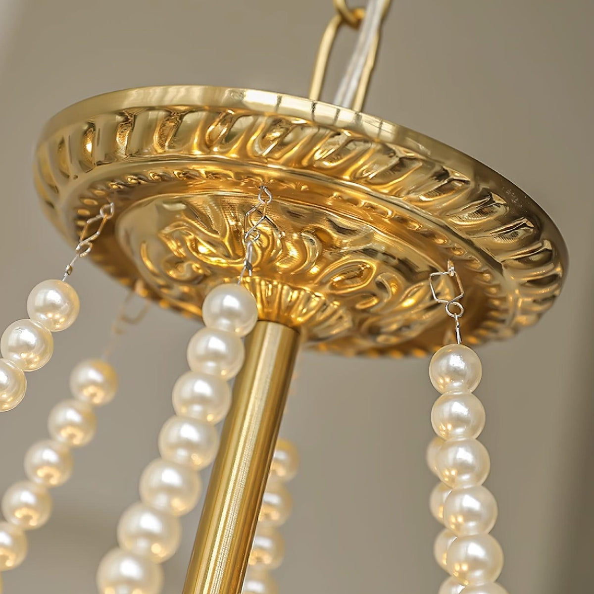 Lustre Perles en verre Métal doré Design à plusieurs niveaux Douille E14 Suspension Salon Salle à manger | Sansoti