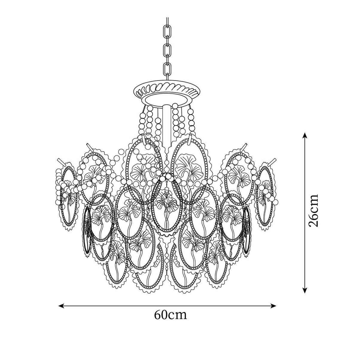 Lustre Perles en verre Métal doré Design à plusieurs niveaux Douille E14 Suspension Salon Salle à manger | Sansoti