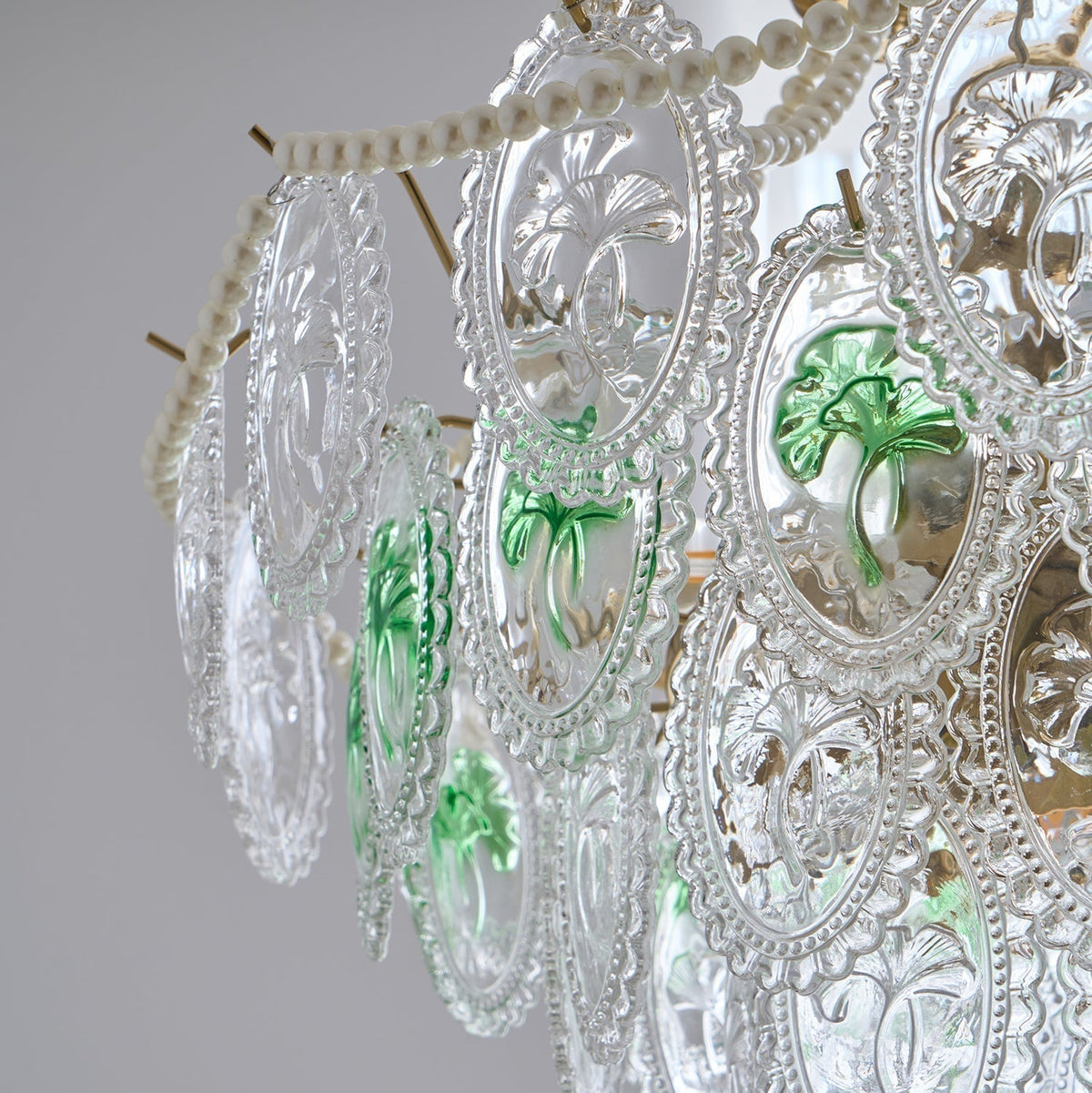 Lustre Perles en verre Métal doré Design à plusieurs niveaux Douille E14 Suspension Salon Salle à manger | Sansoti