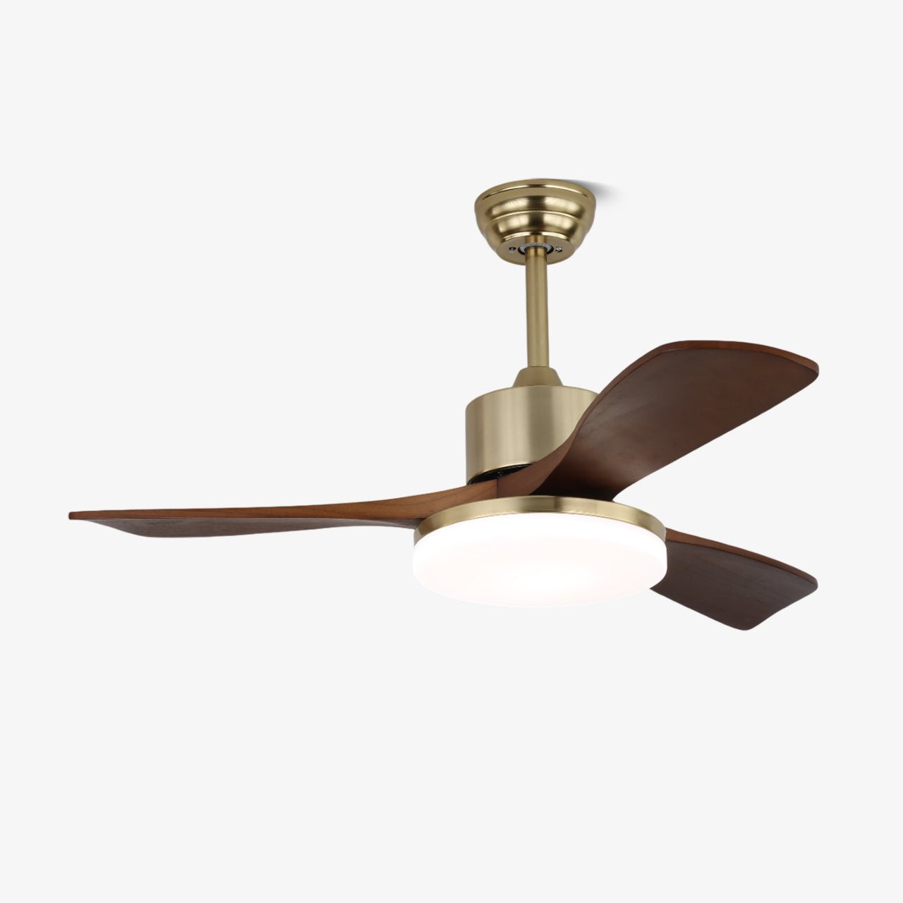 Ceiling Fan Selora with Lighting – Brass & Wood – Modern Design with Remote Control – 6 Speeds – LED 48W Dimmable – Ø106cm or Ø132cm – Luxury Ceiling Lamp & Cooling System – Includes Remote Control | Sansoti