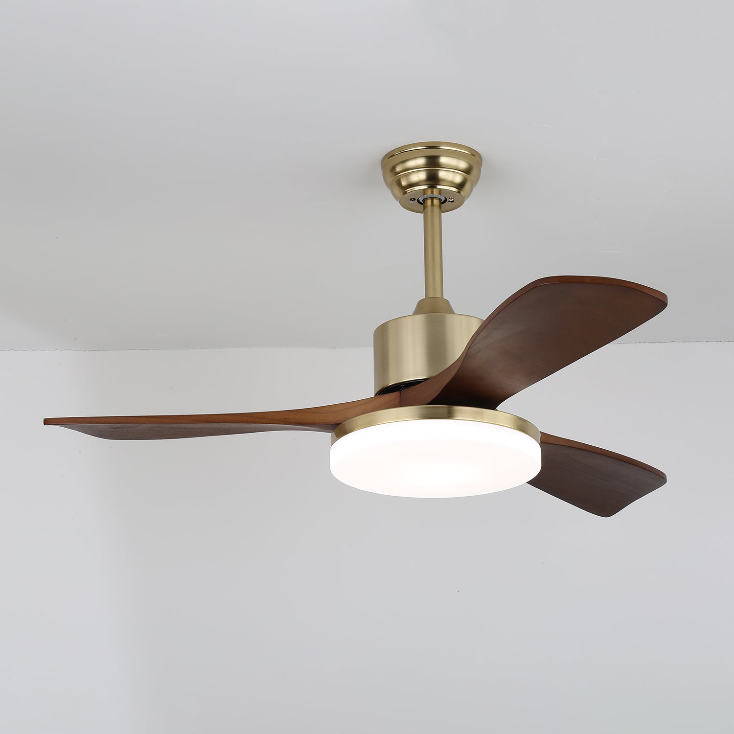 Ceiling Fan Selora with Lighting – Brass & Wood – Modern Design with Remote Control – 6 Speeds – LED 48W Dimmable – Ø106cm or Ø132cm – Luxury Ceiling Lamp & Cooling System – Includes Remote Control | Sansoti